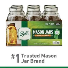 Ball Wide Mouth 64oz Half Gallon Mason Jars with Lids & Bands, 6 Count