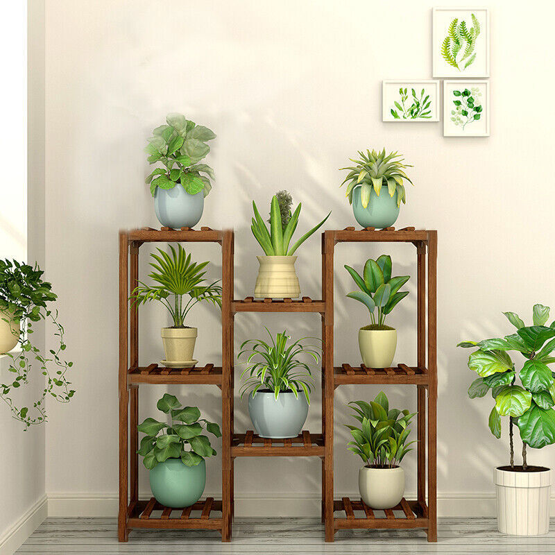 DIY Plant Flower Stand Wood Storage Rack Pot Racks Multifunctional