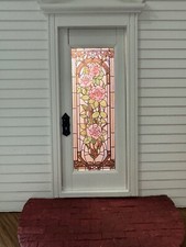 Roses Roses Floral Door  Stained Glass Film Dollhouse Miniature