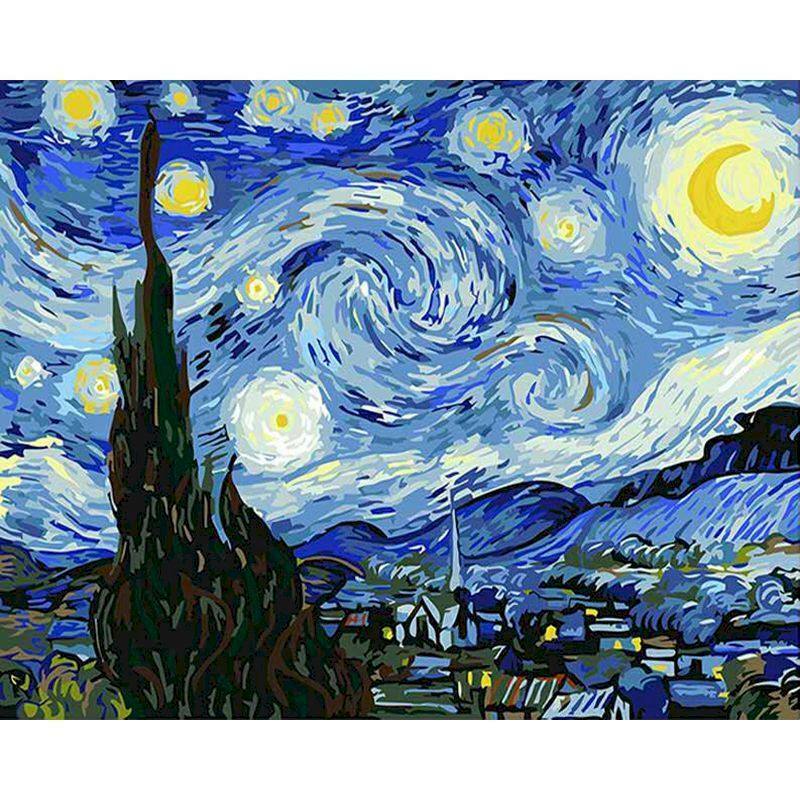 Peinture par Numero Adulte 40x50cm Sans Cadre,Paysage Bleu Kits de Peinture au Numéro,Fleurs DIY Painting by Num PEINTURE AU NUMERO - Beaux- Arts et Loisirs créatifs