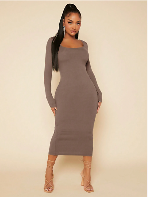 Mocha Brown SXY Solid Scoop Neck Bodycon Dress Sz XS S M L | eBay Mocha Brown SXY Solid Scoop Neck Bodycon Dress Sz XS S M L | eBay