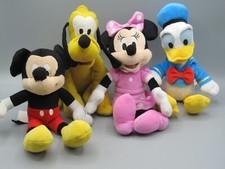 Lot of 4 Disney Plush Mickey Mouse, Minnie Mouse, Donald Duck Pluto