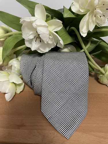 Allea Milano Tie Men's Silk Necktie, Grey/silver /black . Made In Italy.