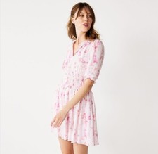 Women's Nine West Ruffle Blouson Mini Dress Light Pink Size L NWT