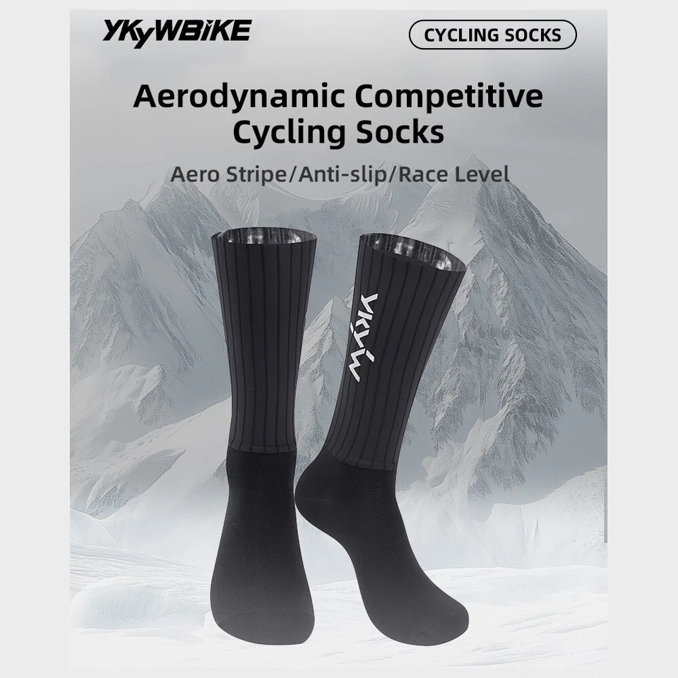 YKYWBIKE Unisex Aero Ciclismo Calcetines Aerodinámica Bicicleta de Carretera Carreras Calcetines Antideslizantes Foto 2 de 4
