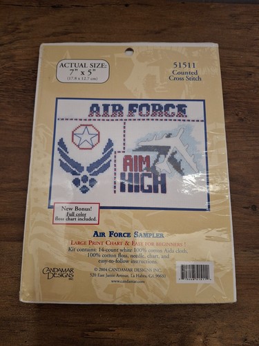 New 2004 Candamar Designs Air Force Embroidery Kit 7x5