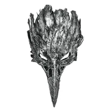 Black Silver Raven Skull Bird Nose Mask with Feather for Masquerade