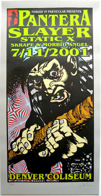 Pantera Slayer Concert Poster Denver 2001