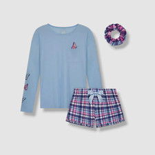 Max  Olivia Kids Girl's Blue Butterfly Bow 3-Piece Pajama Set Sleepwear Size XL