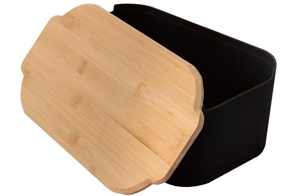 Brot Aufbewahrungsbox mit Bambusdeckel 33 x 18,5cm Brotkasten 2 Farben - Bild 3 von 4