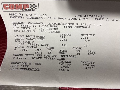 comp cams solid roller .714/.730 Lift. Special Camshaft SBC - Picture 2 of 5