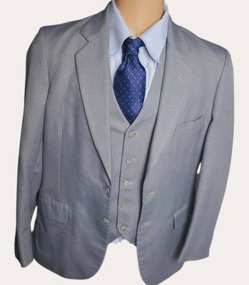 VTG Gino Cappeli Grey Pinstripe 3 Piece Suit Men 38R 32x31 Retro 70s Mobb Boss