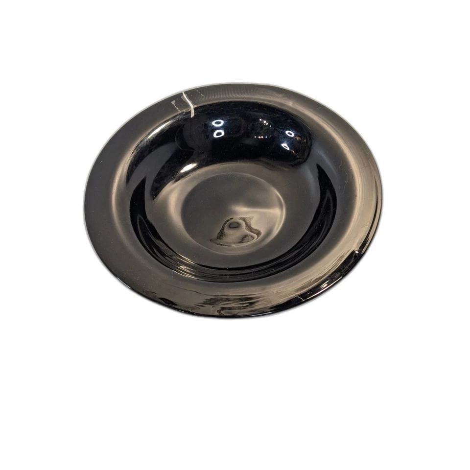 Cuenco poco profundo de vidrio negro vintage con base Starburst estilo Art Deco 10" Foto 3 de 4