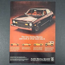 1974 Austin Marina British Leyland Economy Car Vintage Print Ad Mancave Garage 1974 Austin Marina British Leyland Economy Car Vintage Print Ad Mancave Garage