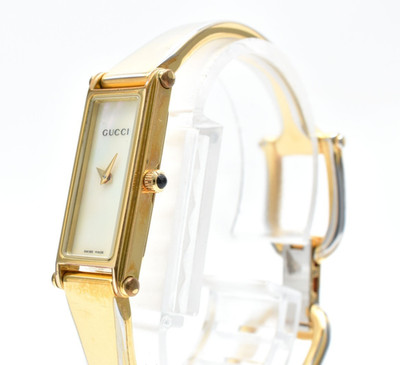 【EXC+4 w/Box】GUCCI 1500L White Dial Gold Plated Quartz Women's Rectangle Watch