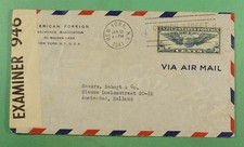 DR WHO 1941 AIRMAIL NY WWII CENSORED TO NETHERLANDS R26945