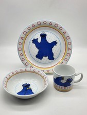 Vintage Sesame Street Cookie Monster Porcelain Children's Plate Bowl Mug Set
