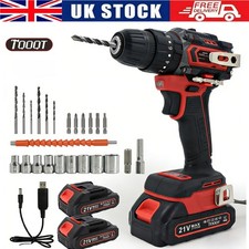 21V BrushlessCordless Drills Impact Driver Electric Screwdriver Tool +2 Battery