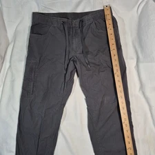 BYLT WEEKENDER PANT RIP STOP IN CHARCOAL GRAY ELASTIC DRAWSTRING SIZE LARGE