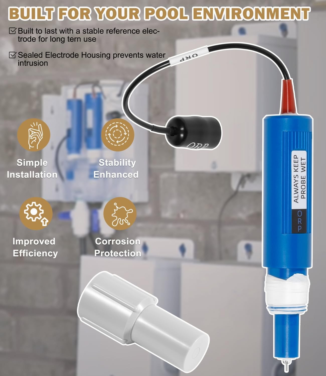 Replacement for Hayward Sense and Dispense GLX-PROBE-ORP ORP Probe