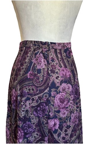 Vintage Floral Paisley Midi Skirt Vamp Whimsigoth Witchy Sz 12 Elastic Waist - Picture 3 of 9