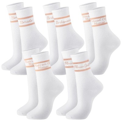 10 Pairs Bridesmaid Bride Socks White Pink Wedding Bridal Shower Party