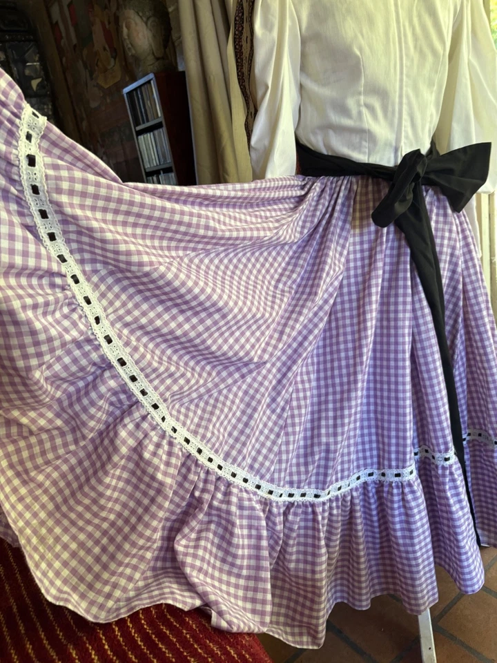 Vestido de Guinga Cuadrado Danza Pionero Frontera Occidental Folk Norteno Mujeres Prarie S Foto 3 de 4