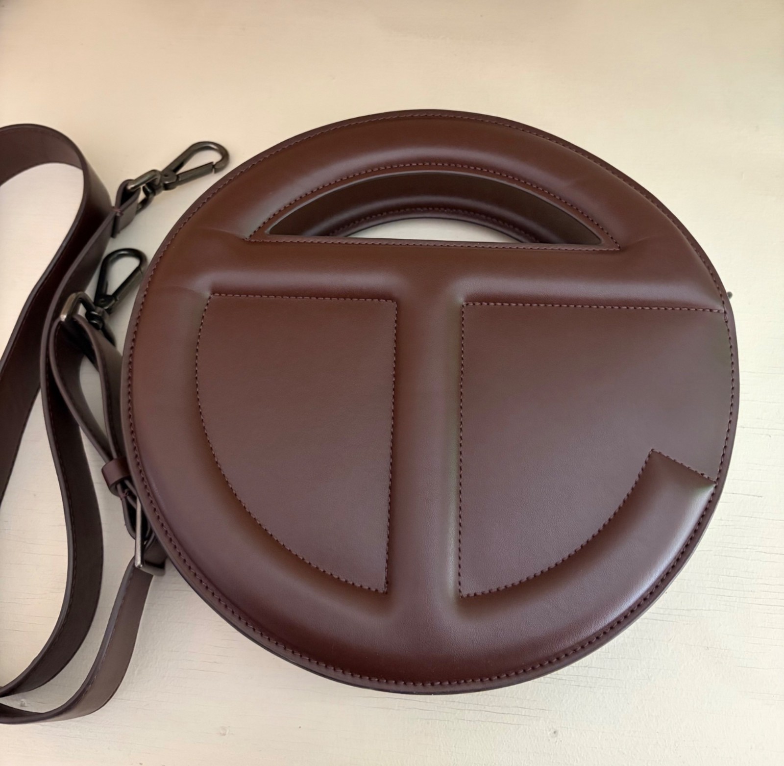 Telfar Chocolate Vegan Leather Large Round Circle Bag (Highly Desired Bag) image 8