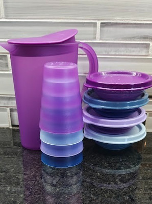 Tupperware TOYS! KIDS TEA PARTY SET 14 PIECE SET, CUPS, BOWLS, PITCHER ALL NEW