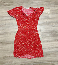 & Other Stories Chic Red/White Floral V-Neck Button Front Short Dress Size 2