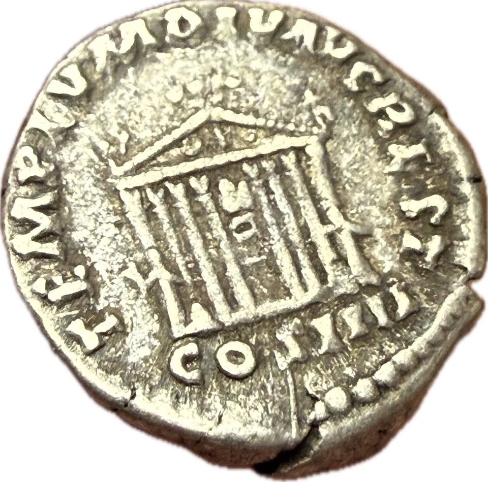 Antoninus Pius AR Ancient Silver Denarius Coin. Rome Mint. Temple. - Image 3 of 4