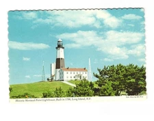 Historic Montauk Point lighthouse Long Island NY vintage postcard unposted