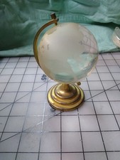 Crystal Glass World Rotating Globe with Metal Stand Stand 4" Peperwaight