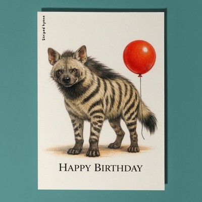 Tierumarmungen gestreifte Hyäne: Wildes Grinsen Happy Birthday Karte personalisiert Tierwelt