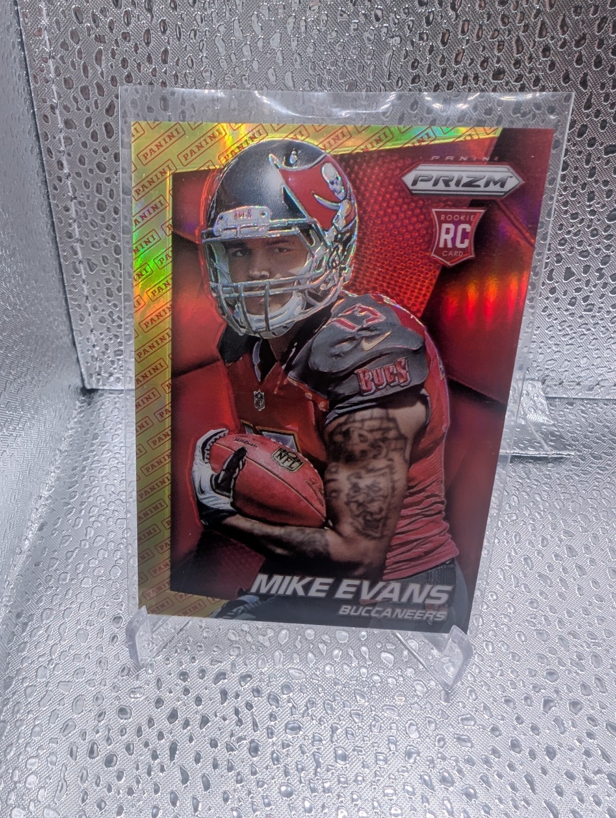 2014 Panini Prizm Mike Evans #216 Panini Logo Football In Left Hand