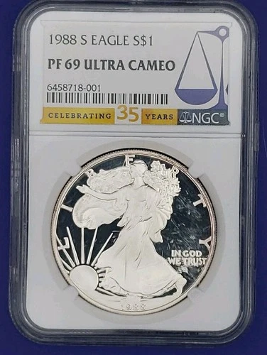 1988-S $1 American Silver Eagle NGC PF69 Ultra Cameo US Coin ~ L👀K SHIPS FREE