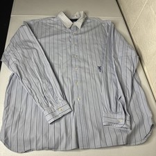 Vintage POLO RALPH LAUREN PRL 2XL Blue Striped Long Sleeve Button Front Shirt