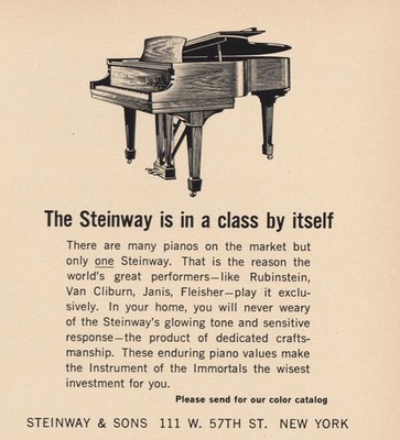 1965 Steinway Piano: In Class By Itself Vintage Print Ad