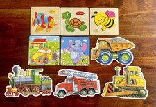 Children  s Learning Puzzles Lot Ages 3-6 Easy For Toddlers Kids Cars Fire Truck