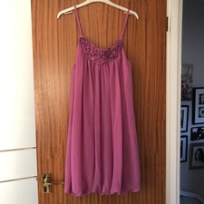 Vila Ladies Chiffon Style Fuchsia Pink Evening Occasion Wedding Holiday Dress, S