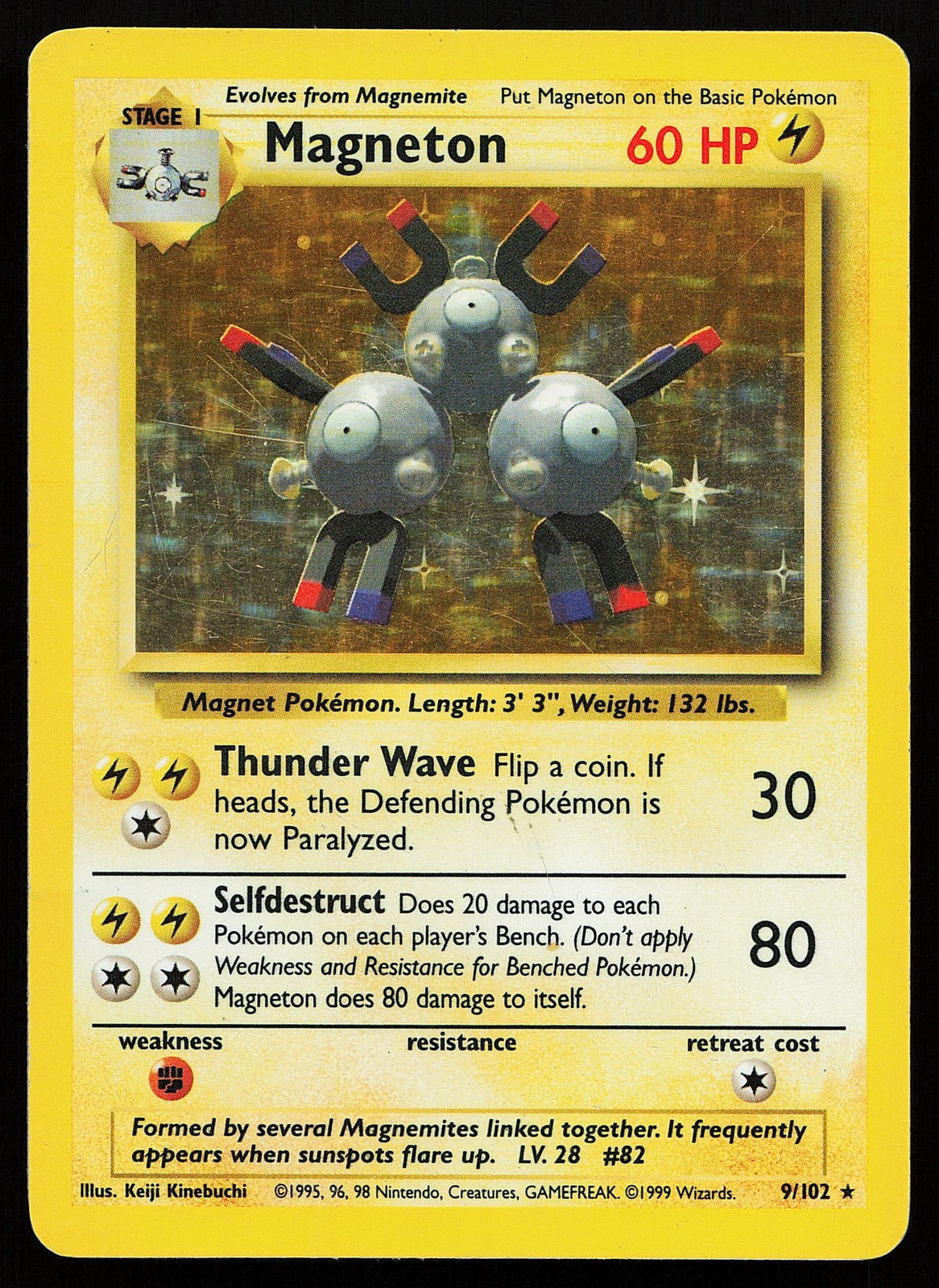Magneton 9/102 Holo Rare Base Set Pokémon Card