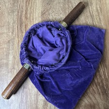 Vintage purple Church Offering Tithe Collection Bag w/Wood Handles
