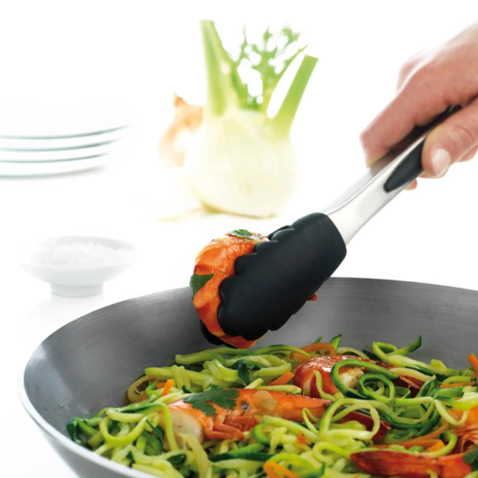 Pinzas de acero inoxidable y silicona de 12 pulgadas, rojas Foto 3 de 4