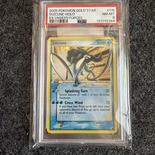 2005 Pokemon Gold Star Ex Unseen Forces #115 Suicune - Holo PSA 8 NM-MT