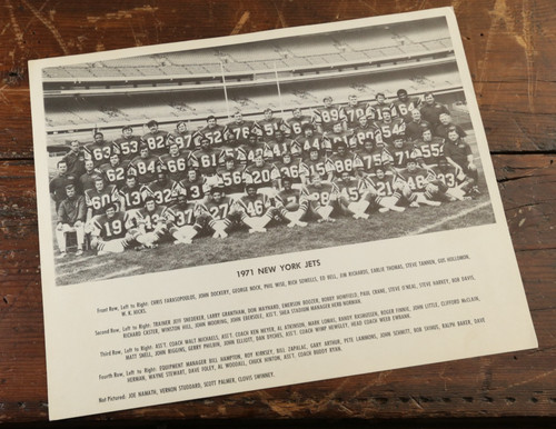 NEW YORK JETS 1971 8 x 10 Team Photo JOE NAMATH John Riggins Football NFL Used