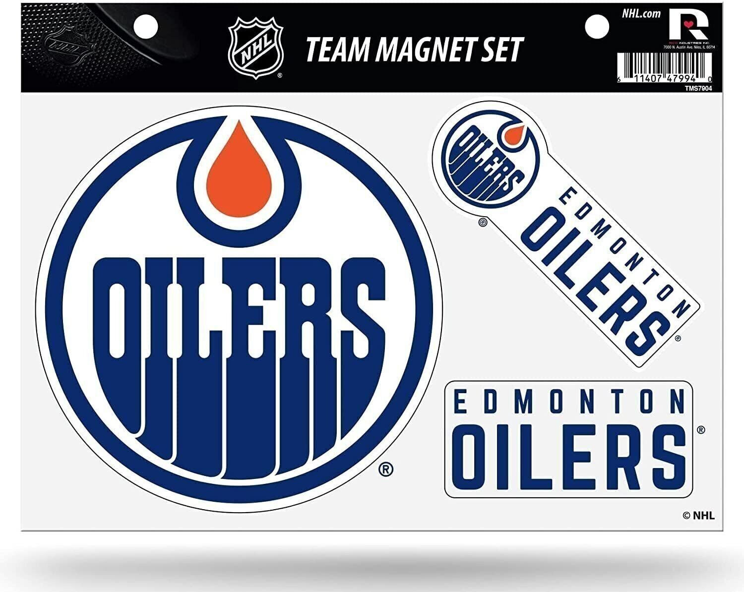 Edmonton Oilers Multi Magnet Set 8.5x11 Inch Sheet Die Cut 3 Piece Auto Home