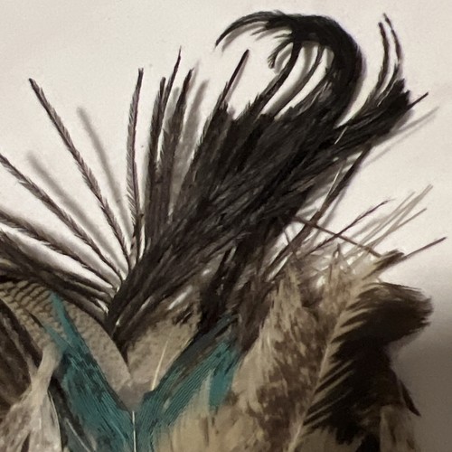 Turquoise Feather Cowboy Hat Band Boho Western Style Signed Tree Air - Picture 8 of 14