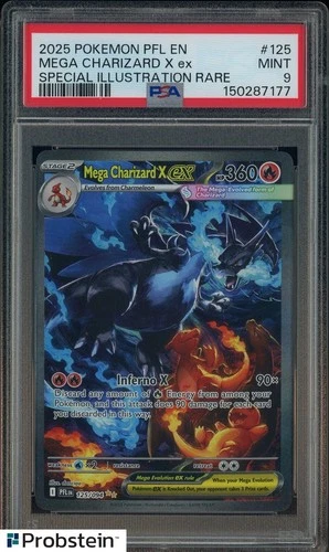 2025 Pokemon PFL EN Special Illustration Rare #125 Mega Charizard X ex PSA 9