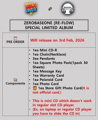 ZEROBASEONE RE-FLOW SPECIAL LIMITED ALBUM/CD+3Pendant+Chain+30