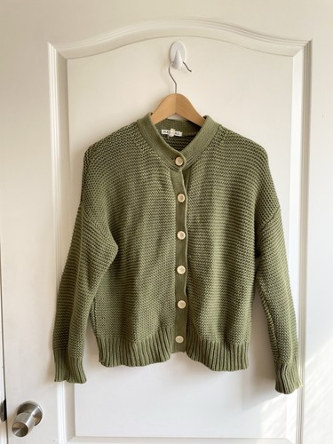 Alex Mill Nico Chunky Cardigan Sweater Green Knit Size M Cotton Capsule